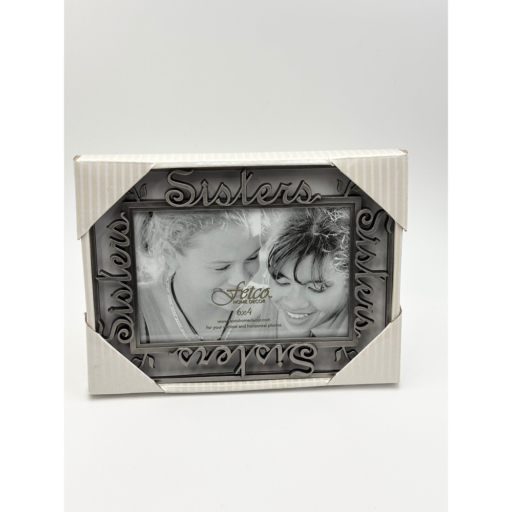 Fetco Home Decor Sisters Pewter Metal Picture Frame 6x4 Horizontal Vertical NEW